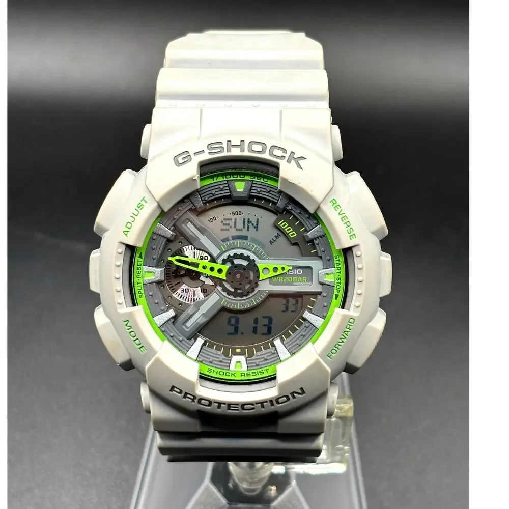Casio G-Shock GA-110TS-8A3 Gray Neon Green Ana-Digi 51mm Men’s Watch